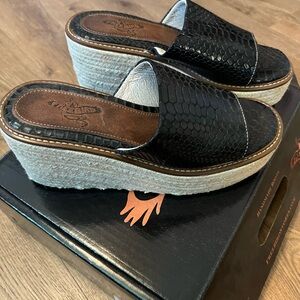 Freebird Black Espadrille Wedges